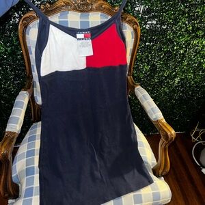 Tommy Hilfiger Red, White, and Black Colorblock Top